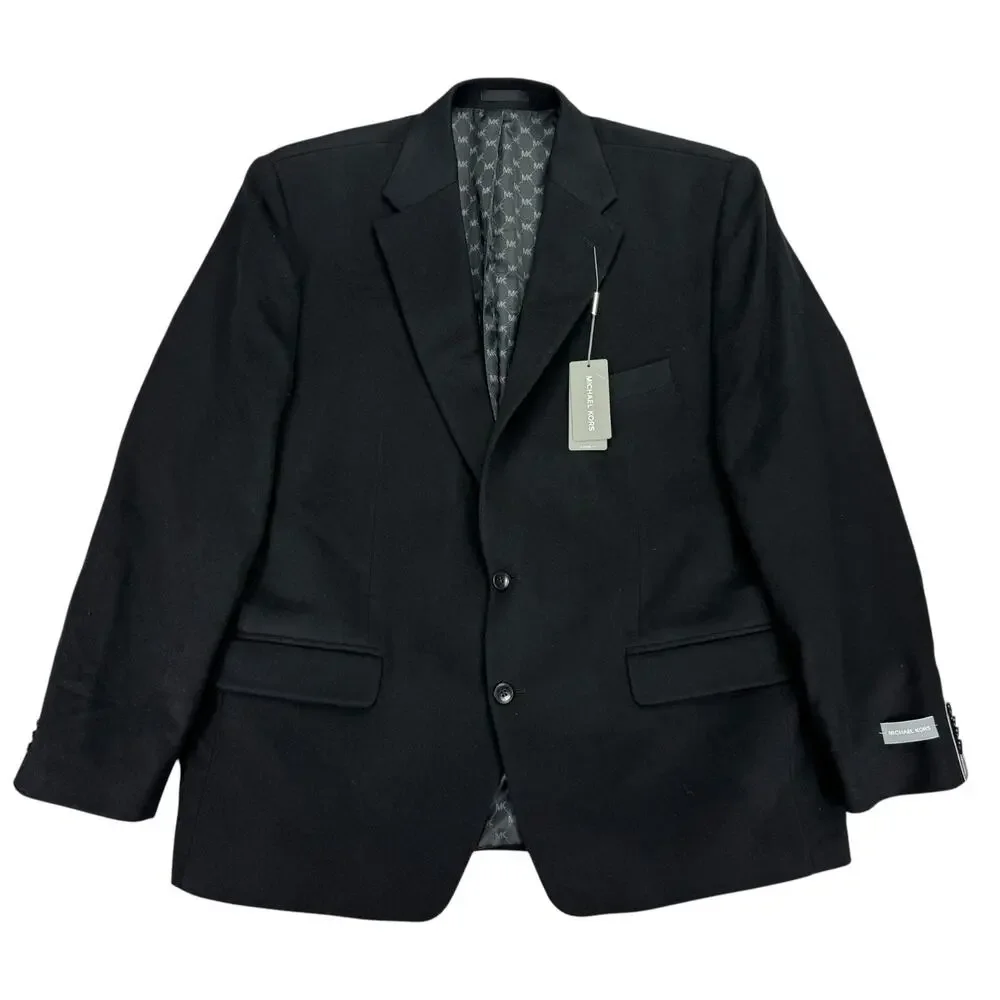 Michael Kors Mens Kipp Wool Cashmere Luxury Classic Fit Sport Coat Black 48R